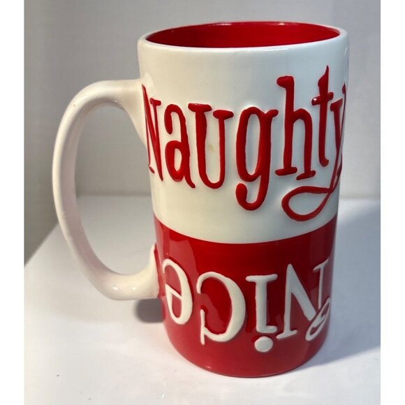 Hallmark Naughty & Nice Reversible Ceramic Mug Red & White 5.5" Tall - Picture 2 of 7